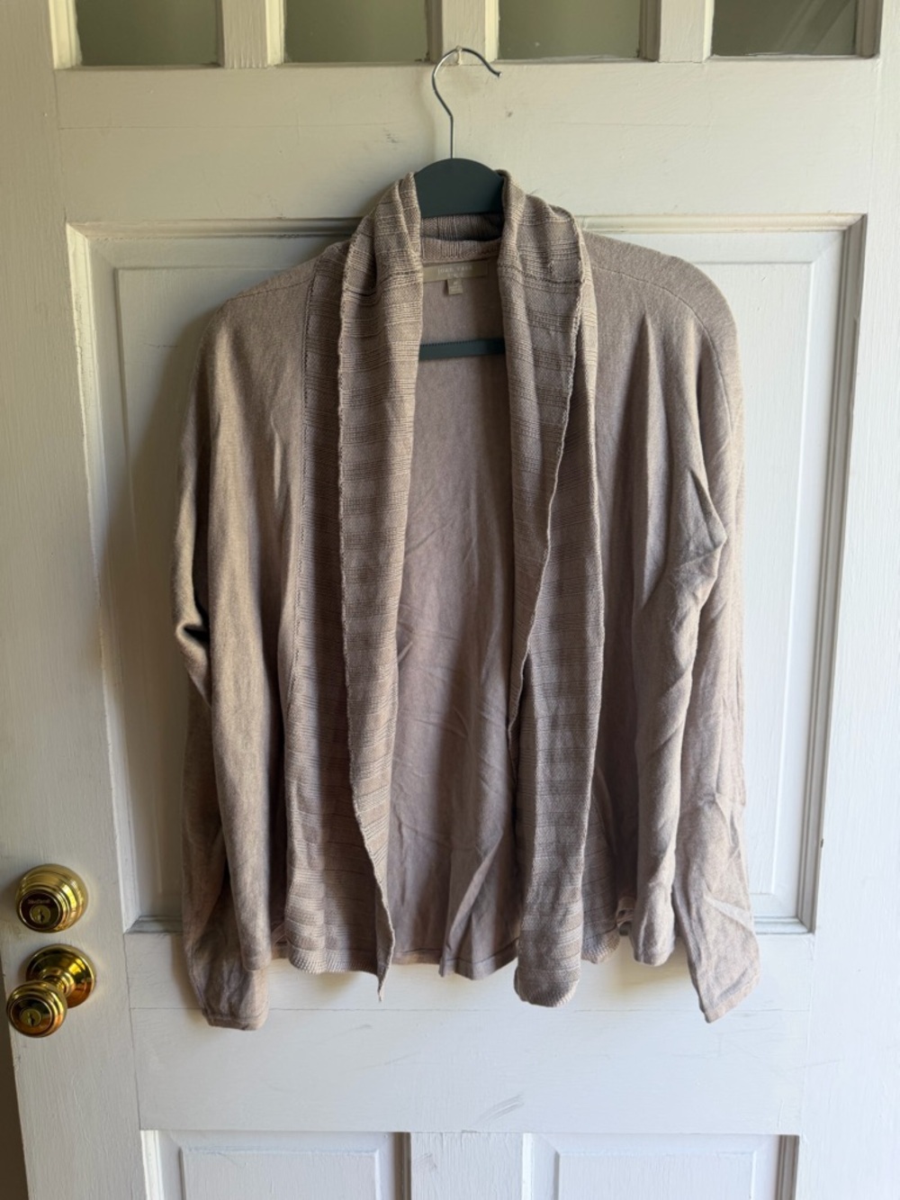Light Taupe Open Front Knit Cardigan